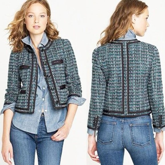 J. Crew Jackets & Blazers - J. CREW Blue Tweed Wool Blend Blazer
